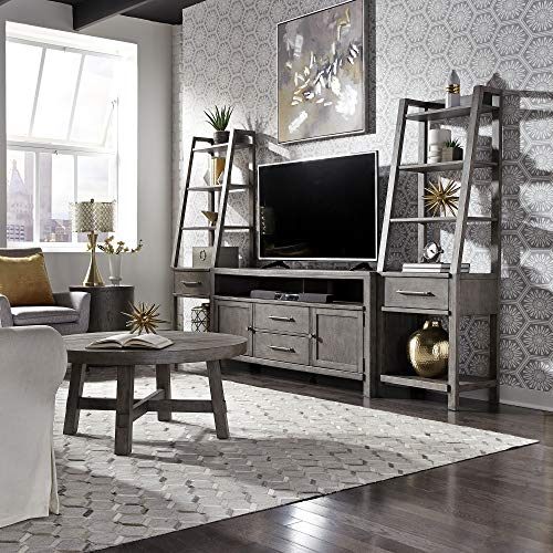 Liberty Furniture Industries Modern Farmhouse Entertainment Center With Piers, W114 X D18 X H72, Dark Gray #TOP2