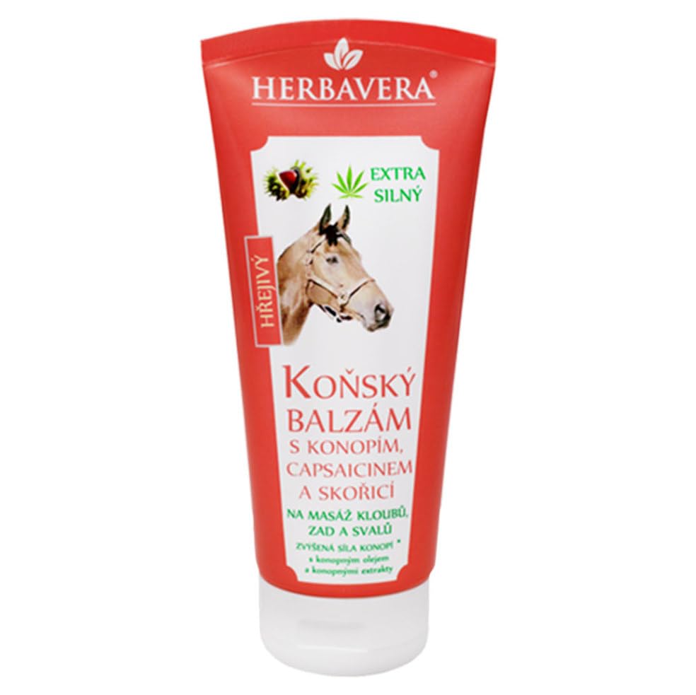 HERBAVERA Bálsamo de caballo cálido extra fuerte con cáñamo y canela, 200 ml