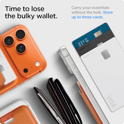 Image of Spigen for MagSafe Wallet, Holds 3 Cards, MagFit Compatible with iPhone 17 /16 /15 /14 /13 /12 Models, Pixel 10 Series, MagSafe-Cases, Pixelsnap and More, Card Holder - PU Metalic Orange (3-Cards)