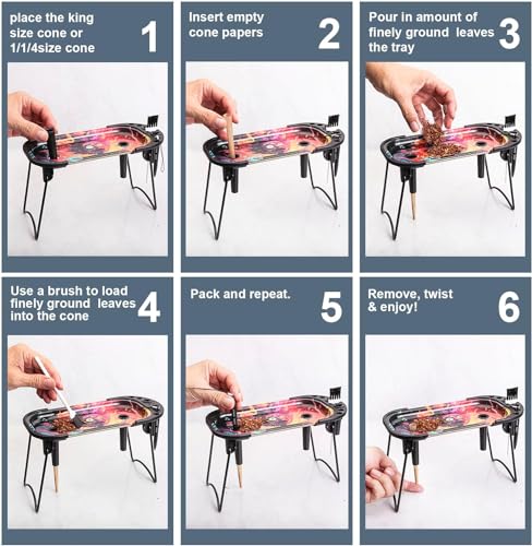 Metall-Rolltablett mit Kegellader für King Size & 1 1/4 Größe, vorgerollte Kegel, Vorrollmaschine, faltbarer Standkegelfüller mit Bürste und Platzierungsgerät
