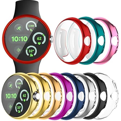 Wugongyan Case Compatible with Google Pixel Watch 3/Pixel Watch 2/Pixel Watch 1 41mm 45mm Screen Protector Case Anti-Scratch Soft TPU Full Protection Cover Accessories for Women Men (10 Colors, 41mm) Cover