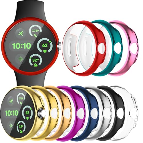 Wugongyan Case Compatible with Google Pixel Watch 3/Pixel Watch 2/Pixel Watch 1 41mm Screen Protector Case Anti-Scratch Soft TPU Full Protection Cover Accessories for Women Men (10 Colors, 41mm)
