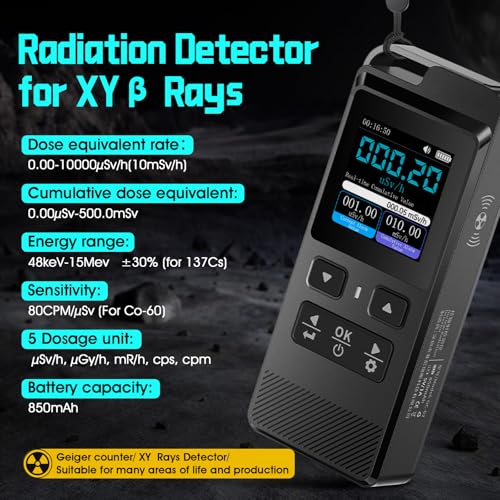 Image of Professional Geiger Counter Nuclear Radiation Detector Handheld Portable Radiation Monitor for Gamma X Beta Rays 0-10000μSv /h with Rechargeable Battery Alarm and Data Logging for Home Industry