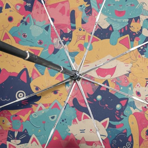 Parapluie pliant coupe-vent Kitty Fun idéal pour voyager