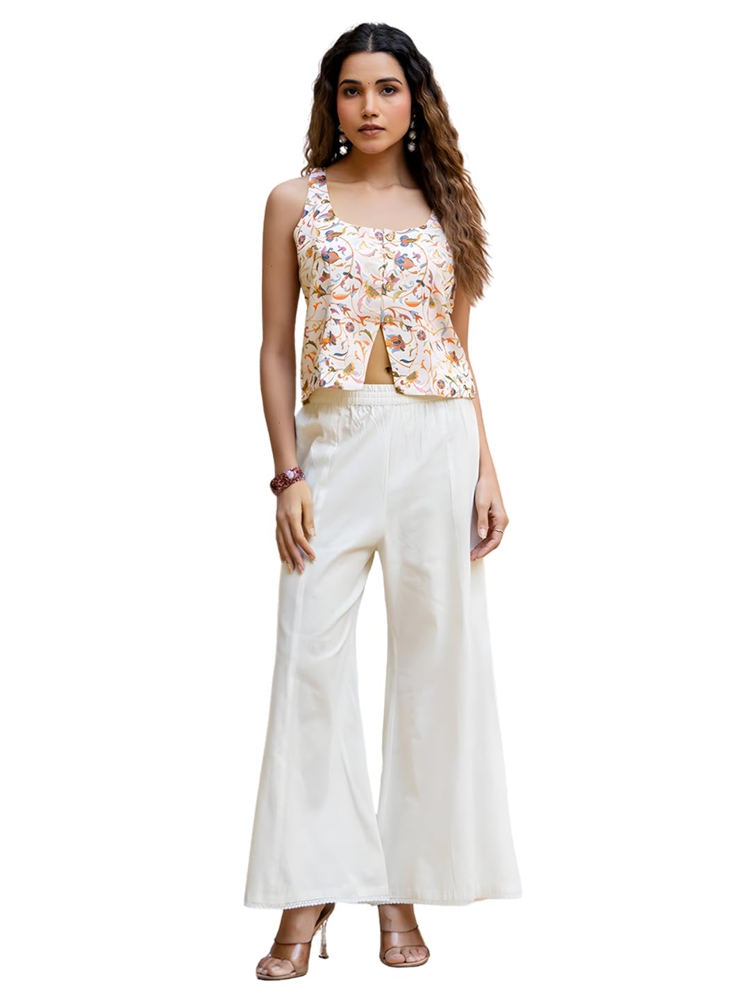 navlik Women's Cotton Printed Straight Dress with White Pant and Waistcoat Set - Elegant Sleeveless Round Neck for Office and Casual Summer Fashion (NK-WD60)-picture-33