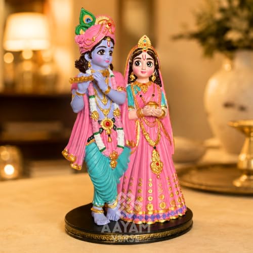 Image of Manmohak Radha Krishna Idol - 8 Inch UV Resin Murti | Hand-Painted Divine Couple Statue for Home Decor, Temple & Gifting