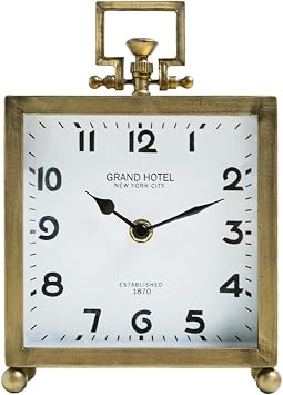 NIKKY HOME Vintage Gold Table Clock, Silent Classic Large Mantel Clock | Non-Ticking Battery-Operated Metal Elegant Decorative Desk Clock, Perfect for Living Rooms, Offices, Shelves