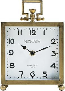NIKKY HOME Vintage Gold Table Clock, Silent Classic Large Mantel Clock | Non-Ticking Battery-Operated Metal Elegant Decorative Desk Clock, Perfect for Living Rooms, Offices, Shelves