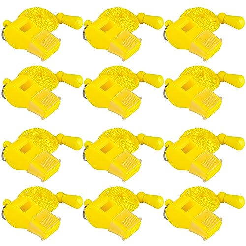 MISUYACO 12 Pack Sport Whistles with Lanyar for Coaches, Referees and Officials, Loud Crisp Sound (12 Pcs(Yellow))