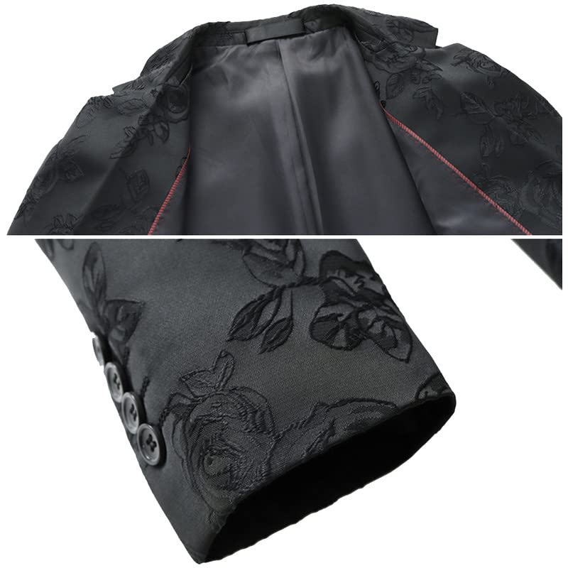 Men's Rose Embroidered Suit Floral Blazer Slim Fit Party Jacket Sports Coat Business Tuxedo4
