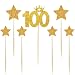 PALASASA Gold glitter 100 Days Cake Topper and pentacle for Parties Baby Happy Birthday,set of 7