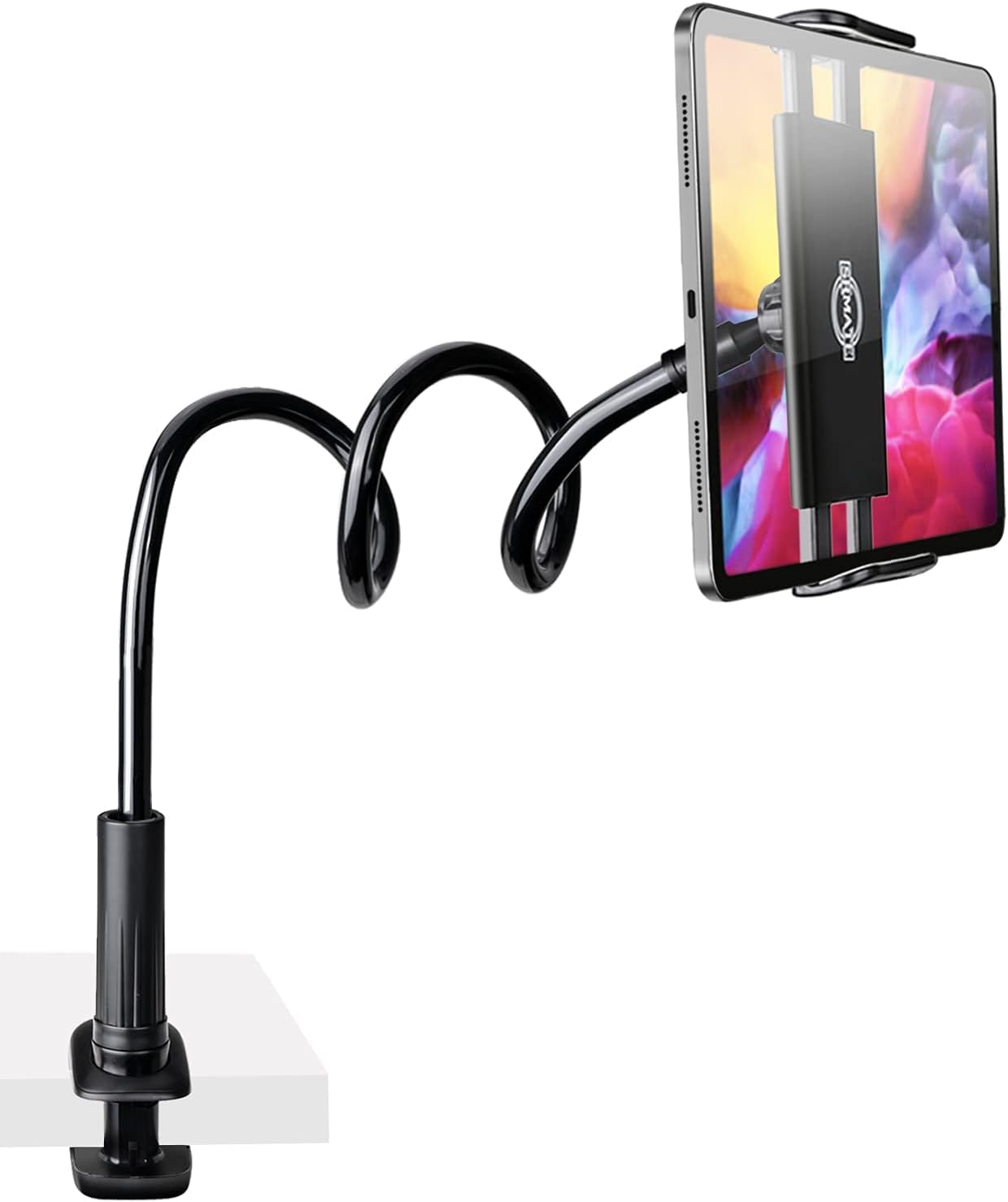 Gooseneck Tablet Holder Stand, Kindle Holder for Bed 33in Flexible Long Arm Clamp Clip Mount for iPad, iPhone, Switch, Galaxy Tabs, Kindle Fire, Phone 4.7''-11'' Tablet Devices