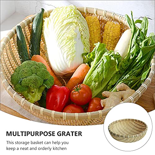 Cabilock Cesta de vime de bambu, 25 cm, redonda, frutas, pão, lanche, comida, para servir, salgueiro