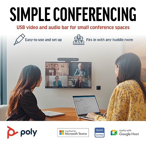 Poly Studio R30 4K Video Conferencing Bar (Plantronics) – Camera, Mic, & Speaker for Small Rooms – Automatic Camera Framing – Noise Reduction Technology – Works w/Teams, Google, Zoom –Amazon Exclusive by POLY - Image 2