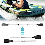 Abmessungen: Die Länge der Klinge beträgt 38 cm, die Länge der Stange beträgt 48 cm, die Länge der Einzelpaddel beträgt 128 cm und die Länge der Doppelpaddel beträgt 203 cm.