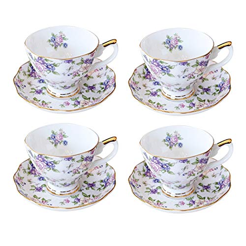 Service à café en porcelaine anglaise TLY4 élégant avec sa coupelle en céramique