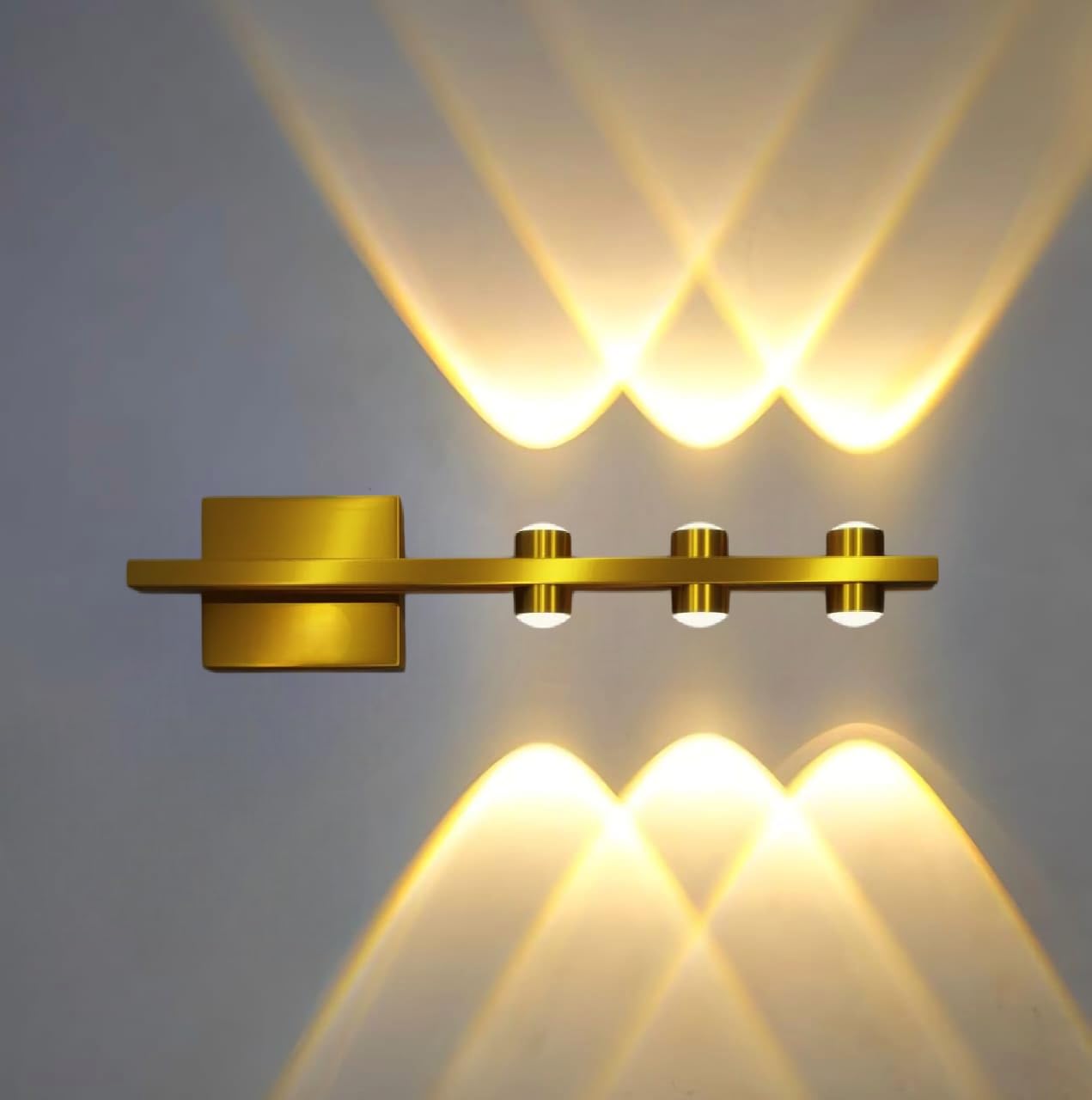 Groeien 6 LED Golden 6 watt Up/Down Wall Sconce Bathroom Vanity Indoor Outdoor Light Fixtures for Mirror, Hallway,Bedroom,Indoor Wall Light(DualArc_6LED, 1, Count)