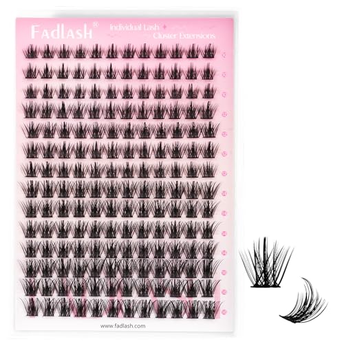 FADLASH Lash Clusters Wispy Eyelash Clusters D Curl Natural Individual Lashes 10-16 mm and Waterproof Cluster Eyelash Extensions with Soft Thin Band (JC07, 10-16mm)
