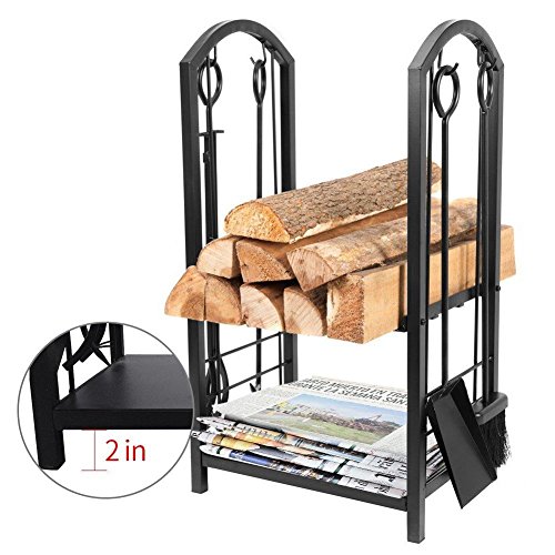 Homezone® Firewood Log Rack - Stylish Alloy Steel Weather Resistant Metal Log Storage - Fireplace Wood Stacking Holder for Indoor Outdoor Use - Sturdy Metal Wood Storage Stand with Tools Accessories Homezone® Firewood Log Rack - Stylish Alloy Steel Weather Resistant Metal Log Storage - Fireplace Wood Stacking Holder for Indoor Outdoor Use - Sturdy Metal Wood Storage Stand with Tools Accessories