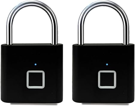2X Fingerprint Lock Electronic Lock Electronic Fingerprint Lock Padlock Outdoor Waterproof and Rust-Proof Black