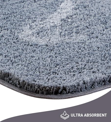 Image of Obsessions Ultra-Absorbent Quick-Dry Bath Mat | 1400 GSM Polyester | Soft, Non-Slip & Fast-Drying Bathroom Rug for Safety & Comfort | 50 x 70 cm | Grey
