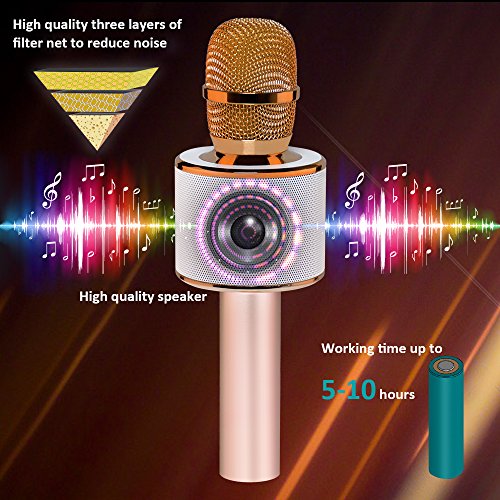 Bluetooth Karaoke Mikrofon Kinder, BONAOK Drahtlose Dynamisches Mikrofon mit Lautsprecher, Familie Party Podcast Auto… – Bild 7
