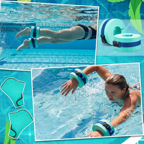 Juego de aeróbicos acuáticos WinnerWhy con mancuernas de piscina y guantes 6
