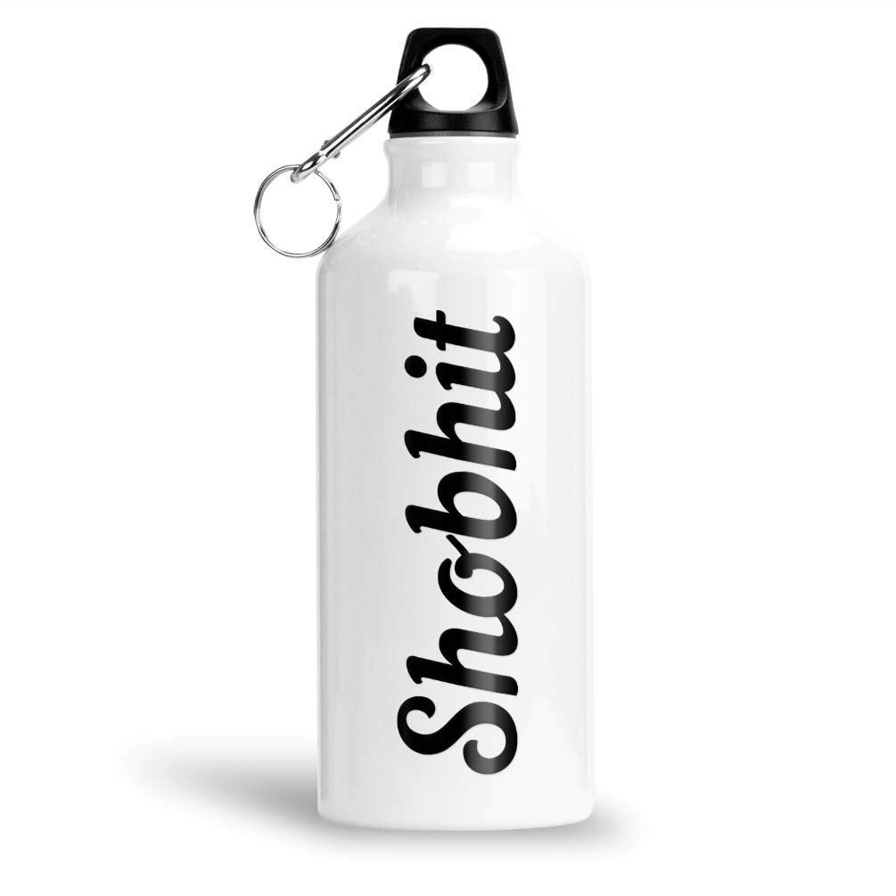 FurnishFantasy Personalised Aluminium White Sipper Bottle 600 ml - Best Personalized Gift for Happy Birthday, Return Gift, Name - Shobhit
