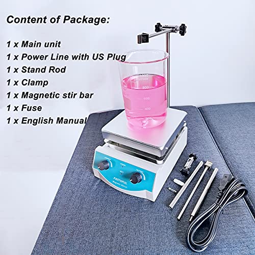 SH-3 Lab Magnetic Stirrer Hotplate, 17 x 17 cm Aluminium Panel, 0~1600 RPM, 5 L Volume, with Magnetic Stir Bar and Pole - Thumbnail 3