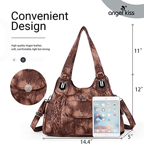 Image of Angel Kiss Purses and Handbags for Women Washed Vegan Leather Crossbody Hobo Satchel Shoulder Tote Purse