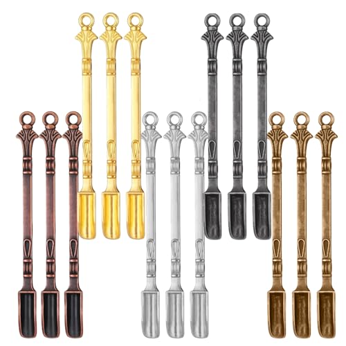 15Pcs Mini Shovel Spoons, Multicolor Tiny Metal Spoon Mini Spoon for Spices, Sugar, Pendant Spoons as Keychain, DIY Craft Jewelry Making, Necklace Charms & Kitchen Use