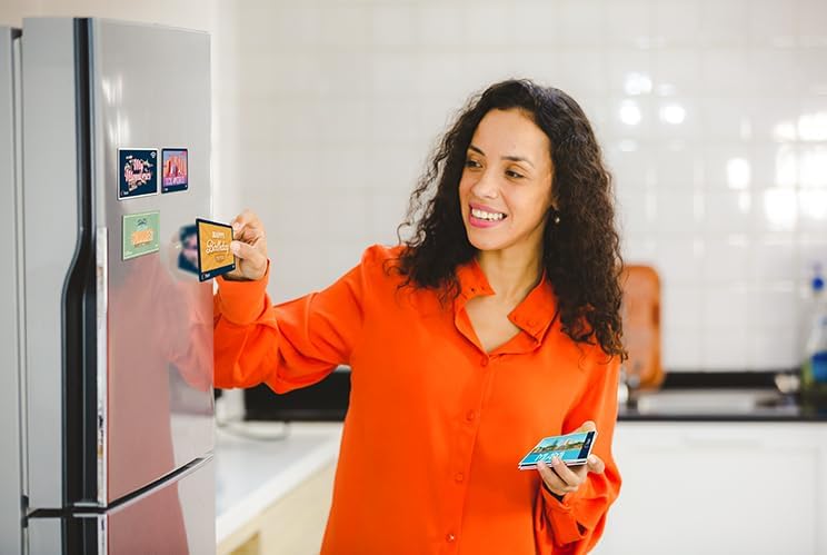 Miniatura 7 de Imán de nevera de boda con chip NFC, simplemente toca el álbum de fotos digital sin aplicación (imán de boda #4)