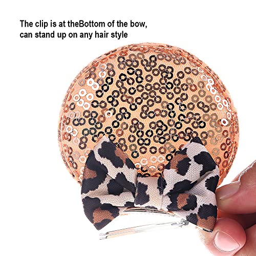 Jiahang 2 Pairs Mouse Ear Clips With Glittering Sequin Bow, Girls' Hair Barrettes Hair Accessories For Theme Birthday Party Festival Decoration #TOP2