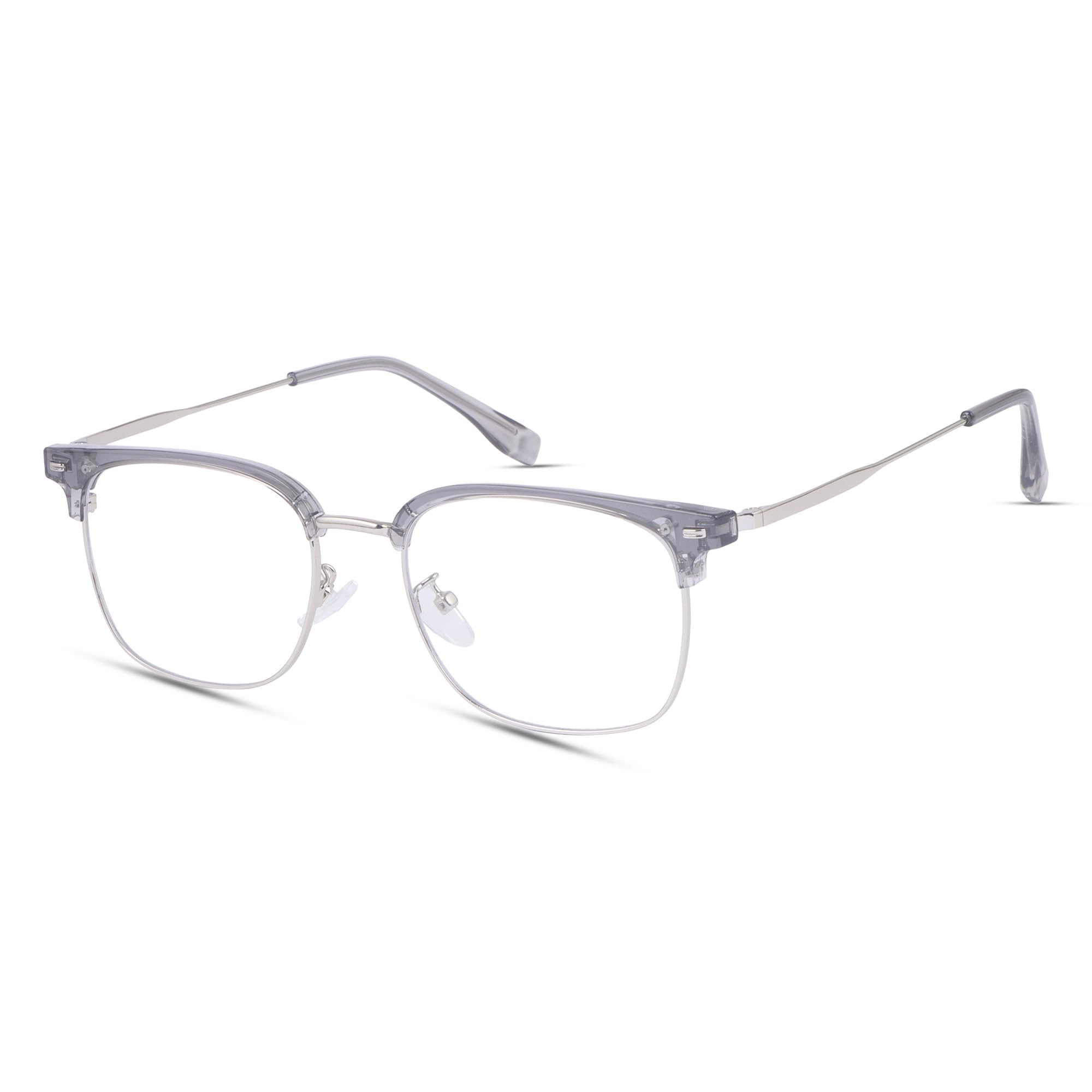 Retro Browline Computer Glasses | Blue Light Blocking Zero Power Frame for Men & Women | Anti-Glare Screen Protection Clubmaster Style Spectacle Frame - 2661-image-1