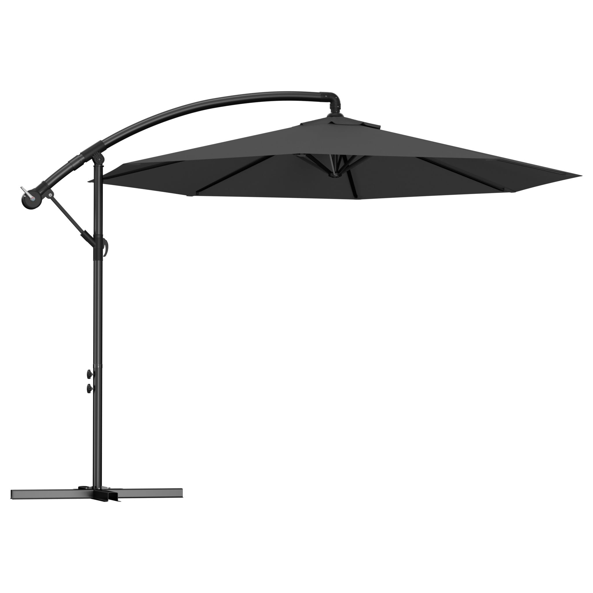 FIVMEN Parasol przeciwsłoneczny, z korbą, aluminiowy, na balkon, ze stojakiem, ochrona przed promieniowaniem UV, taras, do ogrodu, na plażę