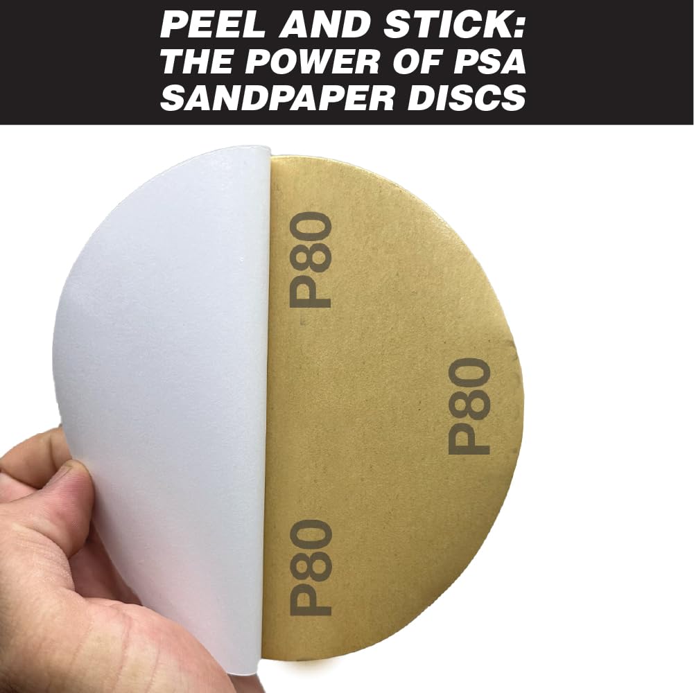 6” Premium Ceramic Orange PSA Discs - 80 Grit (Box of 50) - No Hole, self Adhesive Random Orbital Sander Discs for Sanding Polishing on Fiberglass, Metal, Wood (GRIT 80) 26474