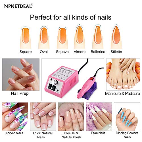 Electric Nail Drill Mpnetdeal Nail Drill Machine Nail File E File Drill Set Kit For Acrylic Nails Gel Nail Glazing Nail Drill Nail Art Polisher Sets Glazing Nail Drill Grinder Manicure Pedicure(Pink) #TOP2