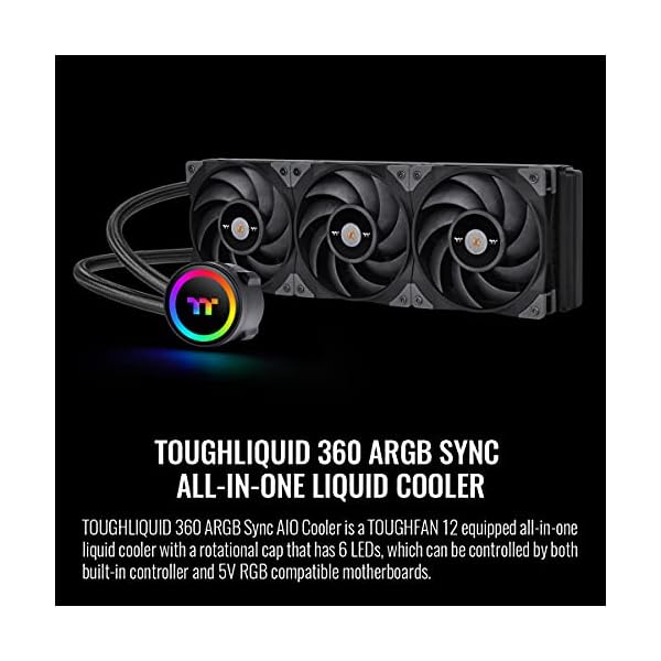 Thermaltake TOUGHLIQUID 360 ARGB Motherboard Sync Edition AMD/Intel LGA1200 Ready sistema de refrigeración líquida todo en uno 360mm radiador de alta eficiencia CPU Cooler CL-W321-PL12BL-A - Image 3
