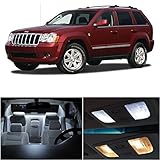 LEDpartsNow Interior LED Lights Replacement for 2005-2010 Jeep Grand Cherokee Accessories Package Kit (9 Bulbs), WHITE