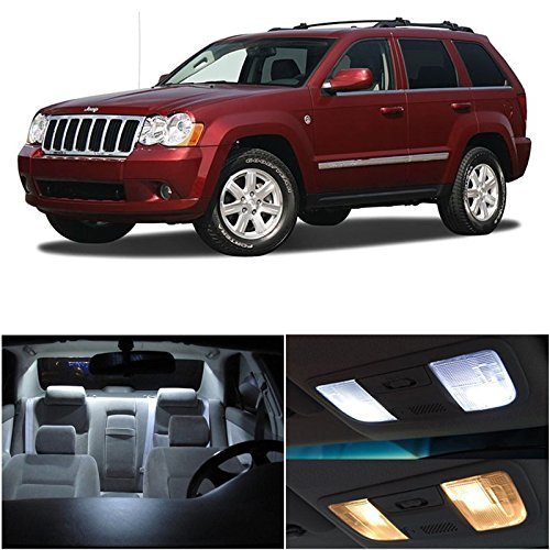 LEDpartsNow Interior LED Lights Replacement for 2005-2010 Jeep Grand Cherokee Accessories Package Kit (9 Bulbs), WHITE