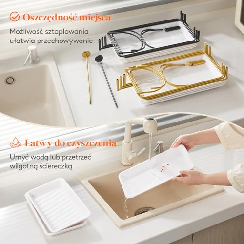 Lifewit 3-Poziomowa taca do Serwowania Akcesoriów Imprezowych, 30×17cm Półmisek do Serwowania Zywności, Biały Wielokrotnego Użytku, Tace Miski na Warzywa, Owoce, Ciastka, Desery, Czarny