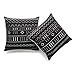 Hofdeco Decorative Throw Pillow Cover HEAVY WEIGHT Cotton Linen African Mud Cloth Ethnic Black Geo Stripe 18"x18" 45cm x 45cm Set of 2