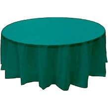 2 Plastic Round Tablecloths 84" Diameter Table Cover - Teal