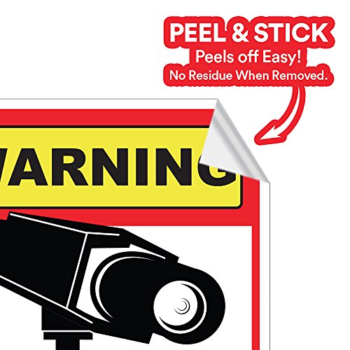 Video Surveillance Camera Sticker Sign - 10 Pack Decal - Home Business Alarm System Stickers - (4)5½" x 5½" & (6)3" x 4" - Adhesive Under 24 Hours Security Warning Signs - Robbery & Theft Prevention - Thumbnail 4