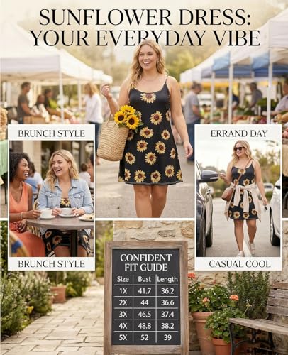 Image of 7th Element Women's Plus Size Slip Dress, Spaghetti Strap Summer Cami Sundress & Nightgown, Under Dresses & Beach Cover-up