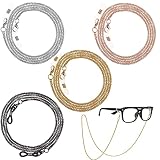 4 Stücke Brillenkette Sonnenbrille Brillen Kette Halter Kette 4 Farb Metall Gläser Schnüre Gurt Lesebrillen Brillenbänder Für Männer Frauen Mädchen Sport