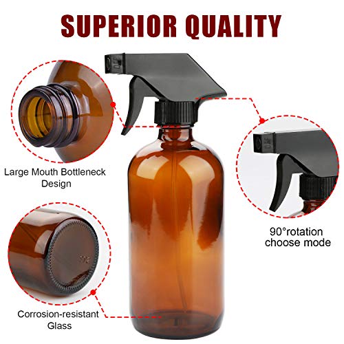 16Oz Amber Glass Spray Bottles，Adjustable Sprayers & Chalk Labels, With Caps For Essential Oils, Cleaning Products, Or Aromatherapy (Spray Bottle Set) [12 Pack] #TOP3