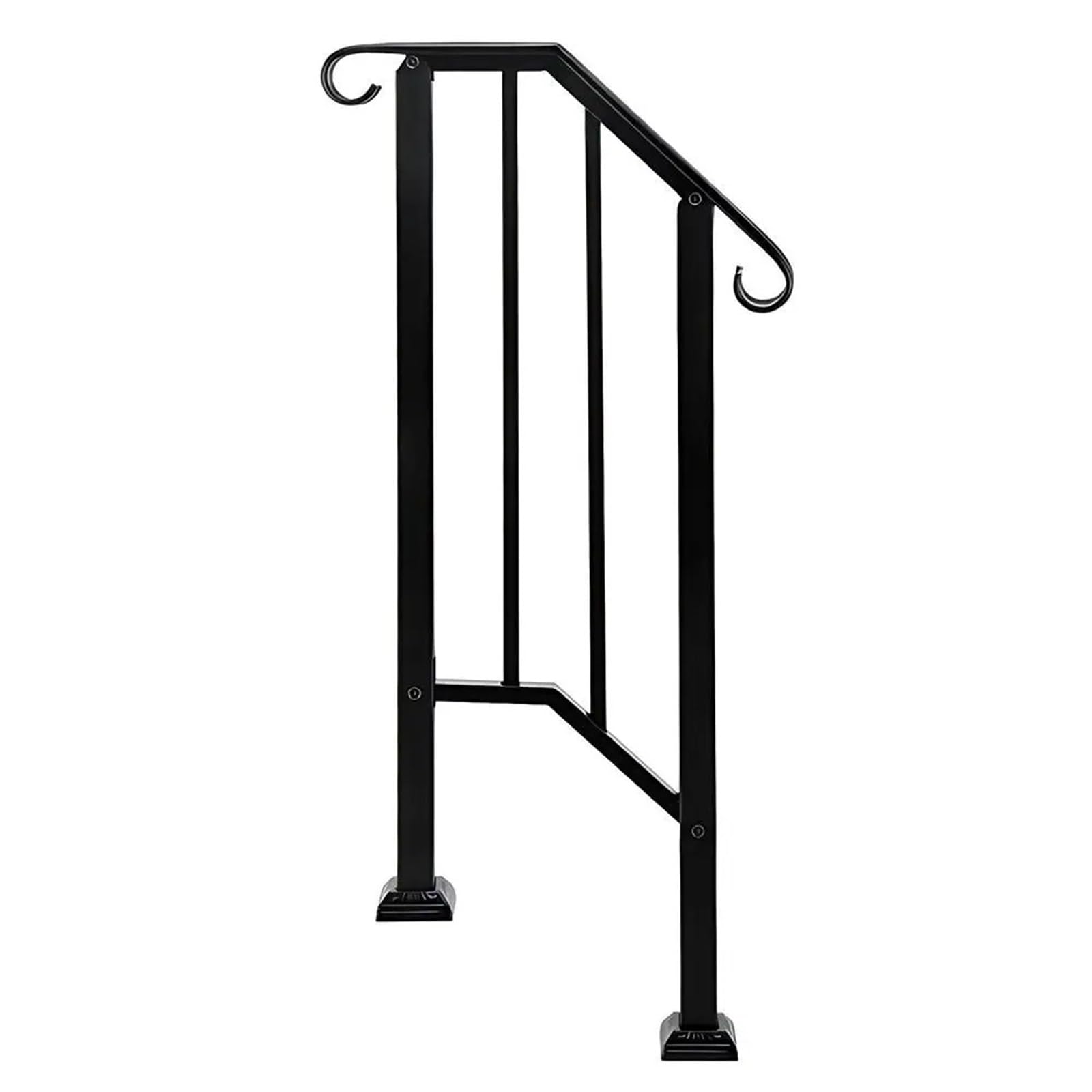 Step Railing Handrails for Outdoor Steps Porch Stair Railing Iron Single Level Handrail with Installation Kit