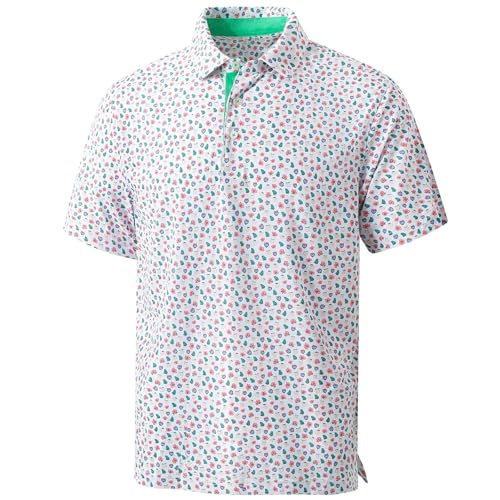 Golf Shirt for Men Short Sleeve Dry Fit Moisture Wicking Casual Short Sleeve Performance Mesh Print Stylish Collared Polo Shirts by GYART - Used condition - US$8.82