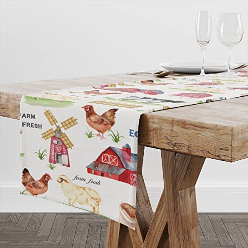 Funny Farm Animals Table Runner Rustic Cotton Linen Table Runners Farmhouse Home Decor Gift For Kitchen Dinner Party Holidays Housewarming (14X72 Inches ) #TOP5